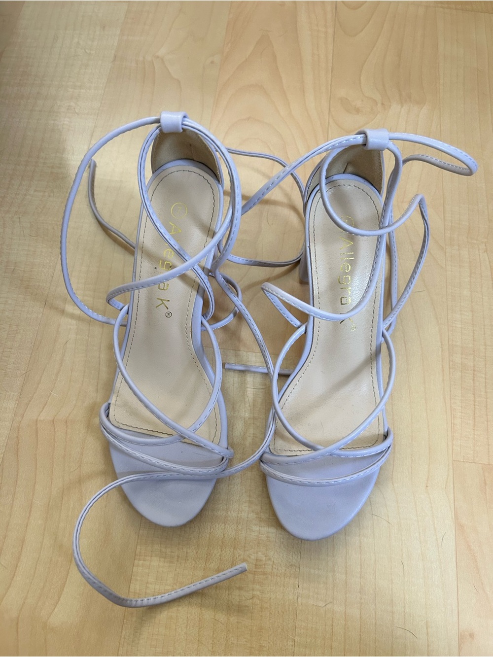Allegra K Lace-Up Strappy Sandals in light purple